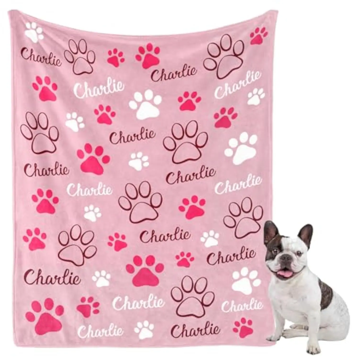 Personalized Dog Blanket, Customized Pet Blankets with Name Picture, Throw Blanket for Small Medium Large Dog Puppy Cat