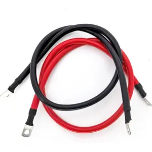 6 AWG 3FT Pure Copper Battery Inverter Cables with 5/16 in Lugs Both Ends Power Wire Set for Automotive Solar Inverter Marine Boat RV Car Motorcycle