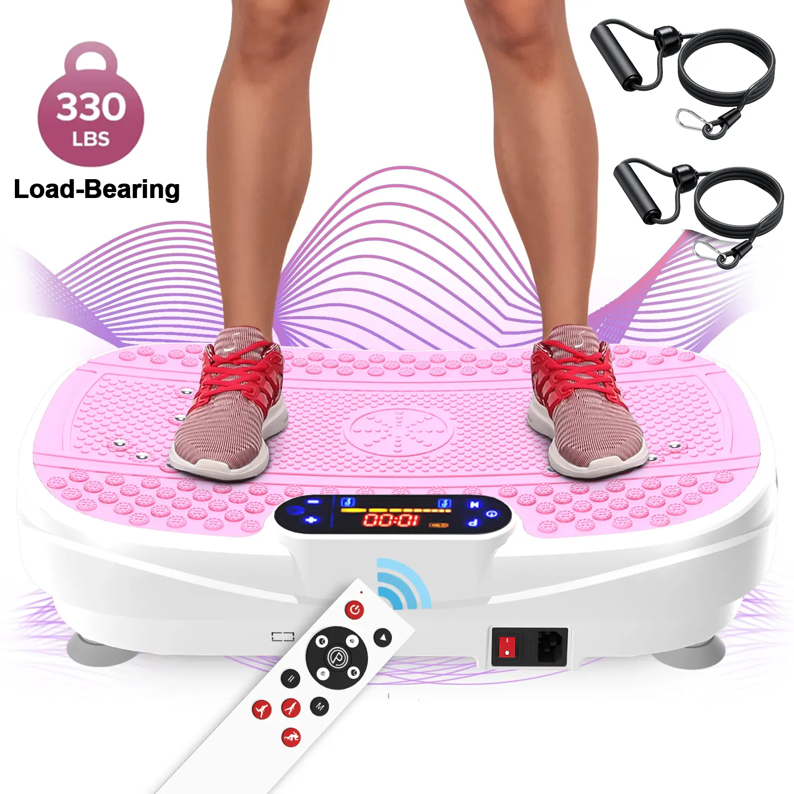 SAYGOGO 330lbs Vibration Plate Exercise Machine - Workout Vibration Trainers Fitness Platform w/ Loop Bands, Vibrate Board Training Equipment for Home