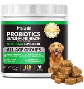 Mailotin Probiotics Gut&Immune Health Nutritional Supplements 120 Soft Chews for Gut Health & Immune Function Support Chicken Flavor