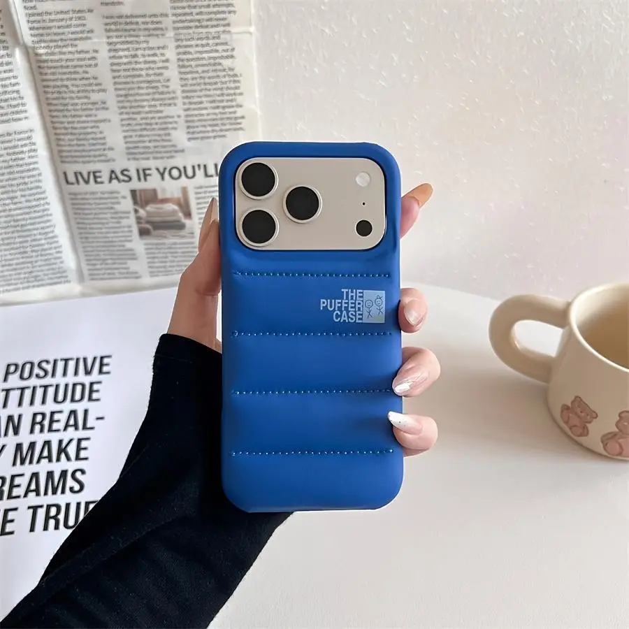 Phone Case - A Stylish Down Jacket Phone Case Solid Color The Puffer Case for Iphone17 Air 17Pro Promax Fashion Soft Phone Cover Case