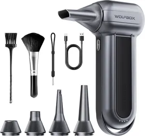 WOLFBOX MF100 Electric Air Duster-150000Rpm Super Power Cordless Air Duster, Rechargeable Brushless Motor Durable Blower, 3-Gear Adjustable Dust Blower for Computer, Keyboard, Outdoor, House and Car