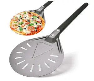 Pizza spinner Turning Pizza Peel with 8" Aluminum Round Pizza Paddle,23.6" Overall,Outdoor Pizza Oven Accessories
