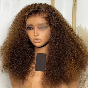 2026 Fashion New 1pc Soft Dark Brown Kinky Curly 26 Inch Long 13x4x1 Lace Front Wig for Women 180%Density Glueless Preplucked Heat Resistant Daily Wearwig