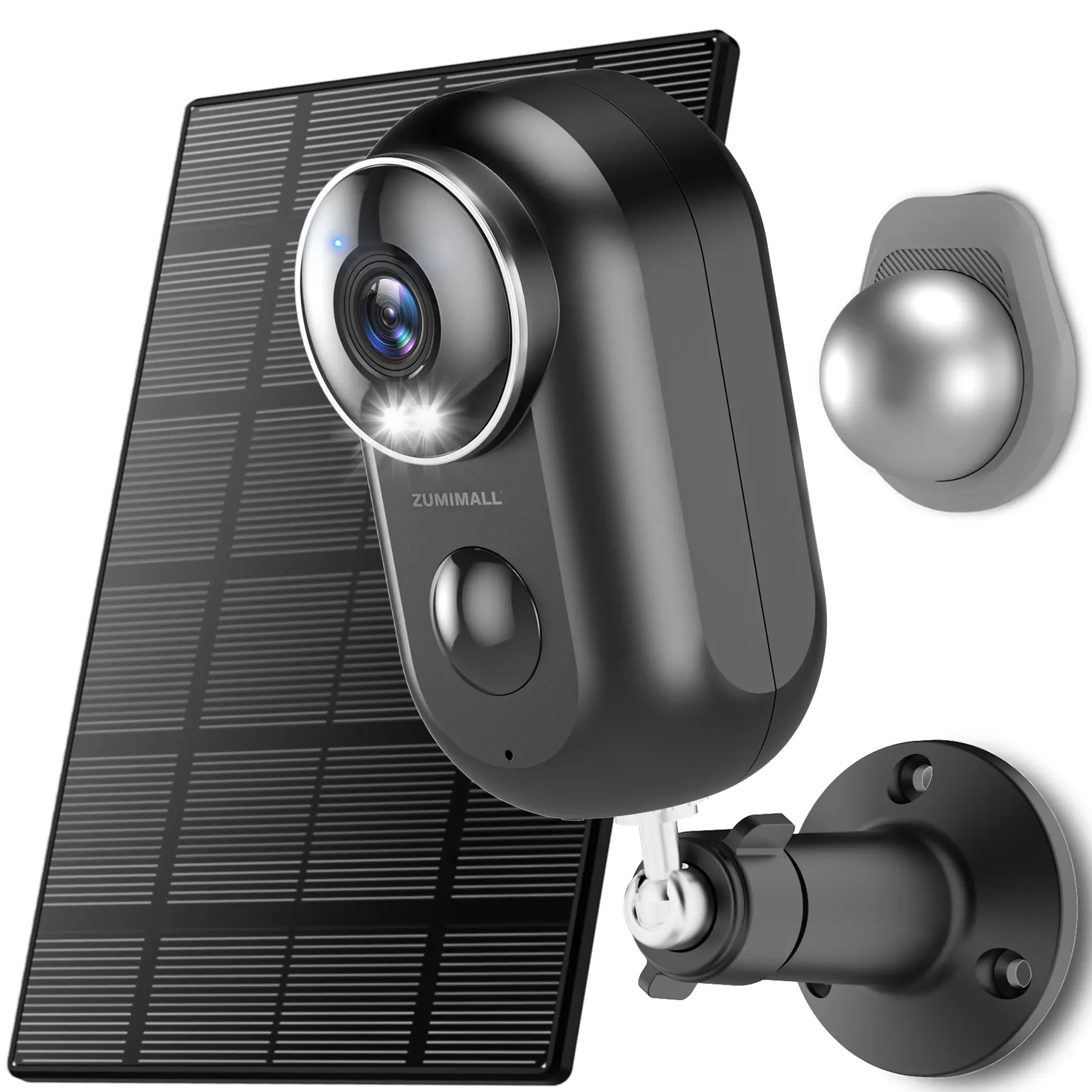 ZUMIMALL Solar Security Cameras Wireless Outdoor, 2K Outdoor Camera Wireless Solar Powered, 2.4G WiFi Battery Camera, 3MP Color Night Vision, Magnetic Mount,Siren,PIR/AI Analyse, IP66, Cloud, Alexa Visit the ZUMIMALL Store