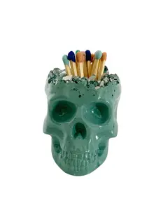 Concrete Skull Match Holder