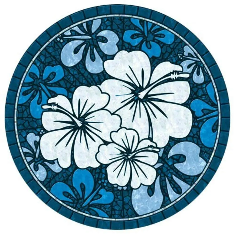 Hawaiian Hibiscus Floral Fade-Resistant Outdoor Poolside Rug, 59-in Textile Floor Covering, 59 inches Durable Household Carpet