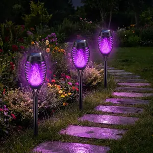 Solar Flame Torch Lights Outdoor, 12 Pack IPX4 Waterproof LED Decorative Garden Lights for Patio, Deck & Landscape,Perfect for Halloween, Christmas and holiday decorations, #summervibes