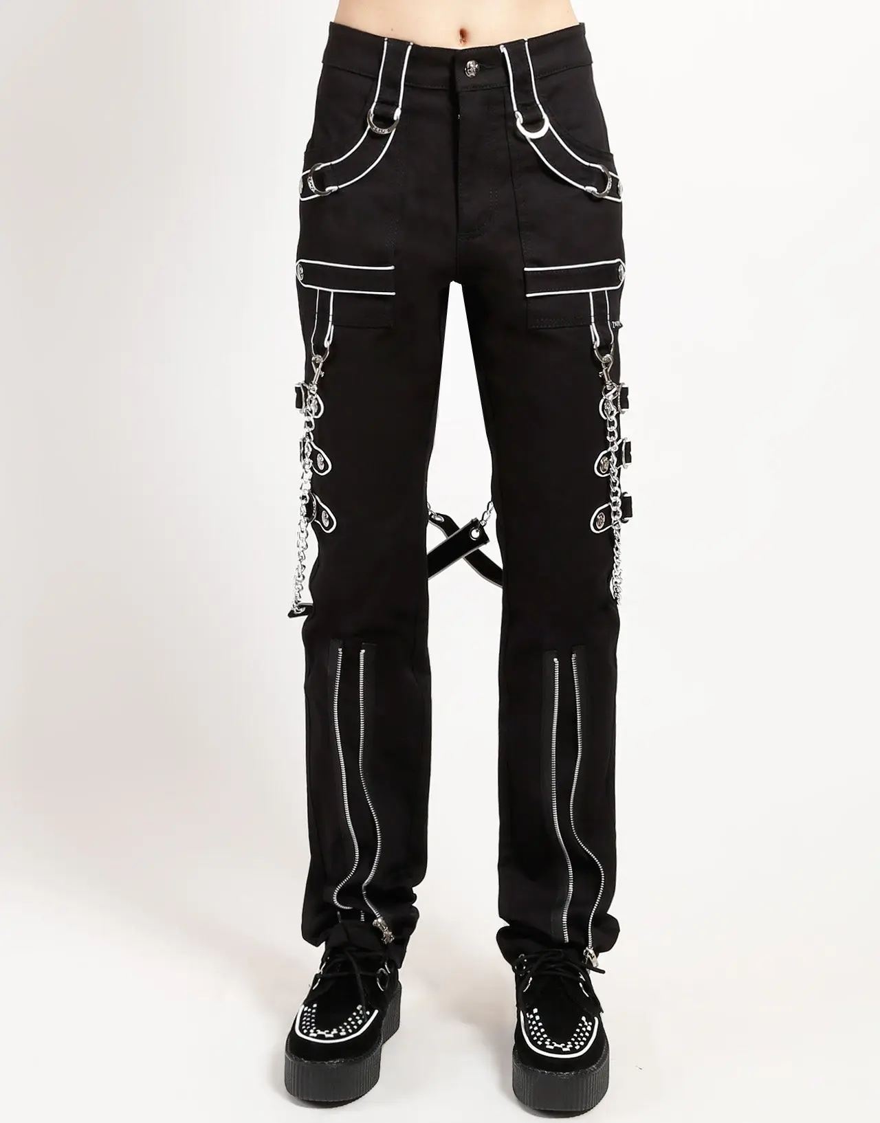 Men's Band Pant, White, Chain Details, Multi-Size