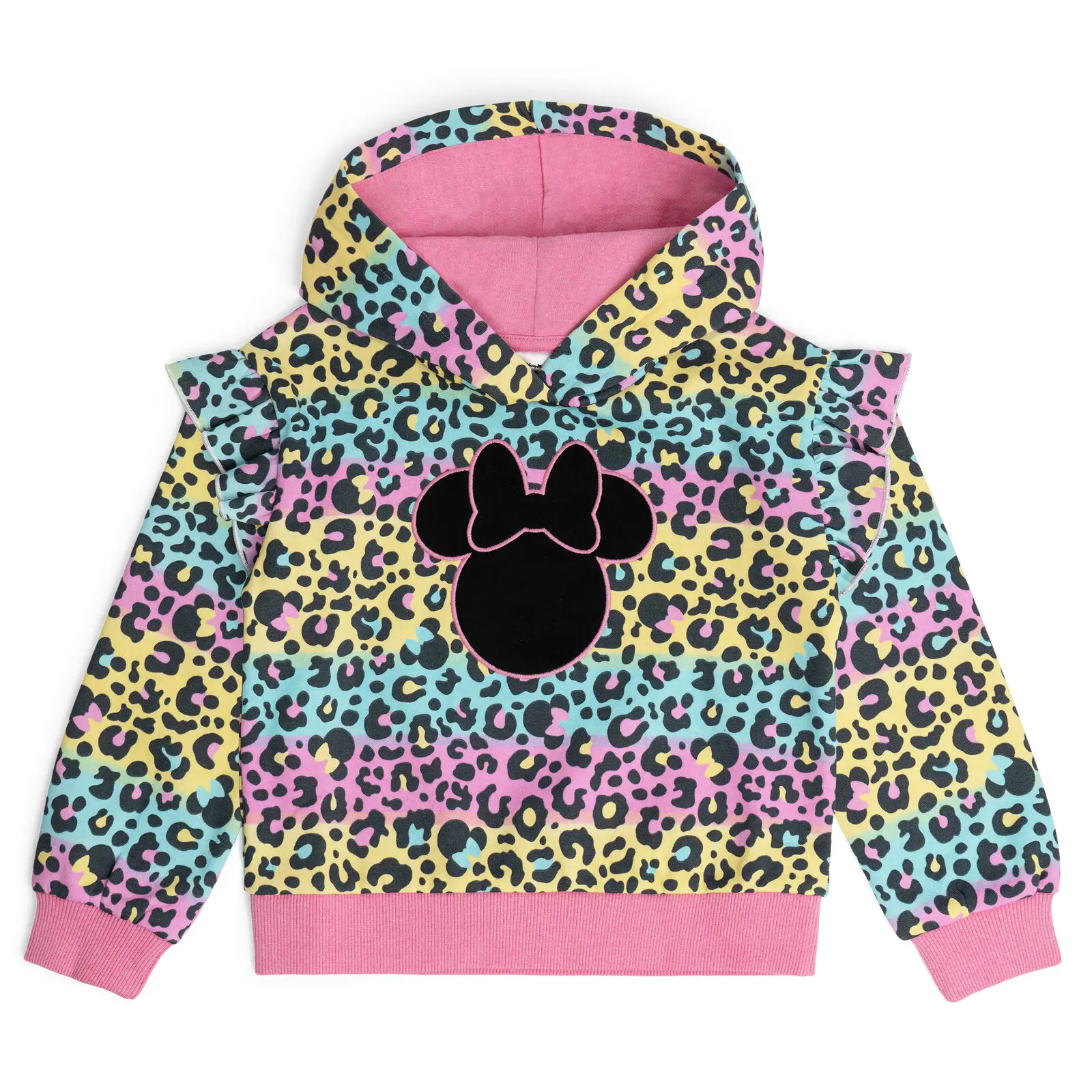 Disney Girls' Cute Minnie Mouse Hoodie, Long Sleeve Fleece Pullover with Allover Print and Glitter, Sizes Toddler to Big Kid (6 - 7 Years), Graphic, Polka Dot, Bow, Polka Dots, Toddler Girls, 4T, Cartoon Character Graphic Girls' Hoodies & Sweatshirts