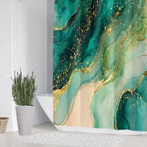 1/4 piece Jinsha Bi marble bathroom set, Bathroom decoration accessories, including soft floor mat, toilet seat cushion, shower curtain, creating home decoration, floor mat with good rebound, water absorption, anti slip