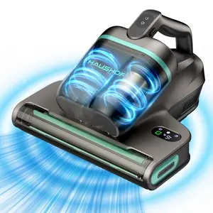 #fathersdaygift HAUSHOF Cordless Mattress Vacuum Cleaner, Bed Vacuum Cleaner with 275nm UVC Light, 17kPa, 140°F Heat, H12 HEPA Filter, 16.9oz Dual Cup, Vacuum for Couch, Bed, Furniture, Mattress Cleaning