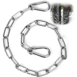 20" Stainless Steel Heavy-Duty Security Upgrade Gate Chain Lock with Dual Carabiner Clips - Weatherproof Fence Latch for Outdoor Gates, Pet Enclosures & Livestock Corrals 1Pc