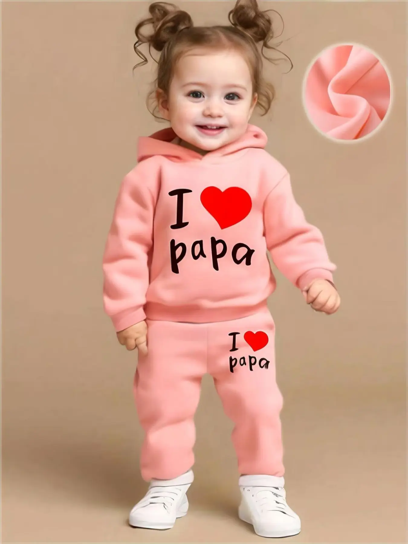 Spring Autumn Baby Girl Letter Print Hooded Fleece Sweatshirt and Pants Set, Baby Clothing, Cute Two-Piece Outfits for Infants and Toddlers