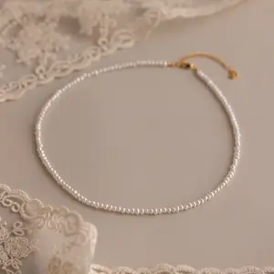 Summer Pearl Beaded Necklace by Caitlyn Minimalist - Dainty Beaded Pearl Necklace - Bridal Necklace - Summer Jewelry - Birthday Gift