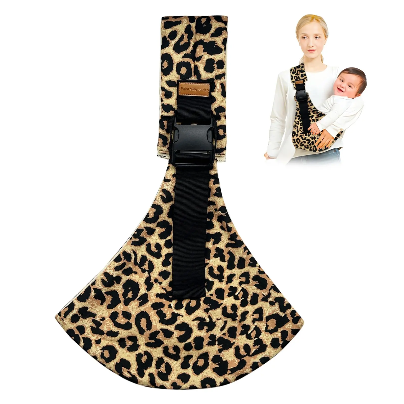 Adjustable 1-Shoulder Foldable Breathable Buckle Baby Sling Carrier - Labor-Saving, Well-Fitted, Sturdy for 0-3 Years (10-30 lbs/10 - 15 Kg), Ideal Baby Shower Gift, Solid Black & Animal Print