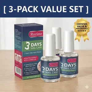 [3-Pack Value Set] ROZINO 3-Day Nail Care Serum Bulk - Keratin & Amino Acid Repair for Damaged Nails - Stronger, Longer Nails (16ml x 3PCS) tiktokshopspringglowup-TikTok Viral Formula shine enhances outdoorfun Fast Gel Polish Removal art accessory diy
