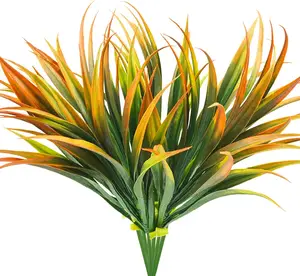 Pack of 6 Artificial Grass Fake Plants 17.3in Outdoor Plastic Plants UV Resistant Greenery Fake Grass for Home Window Garden Office Patio Hanging Planter Pathway Front Porch Décor