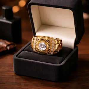 14k gold-plated ring can be unisex with zirconia