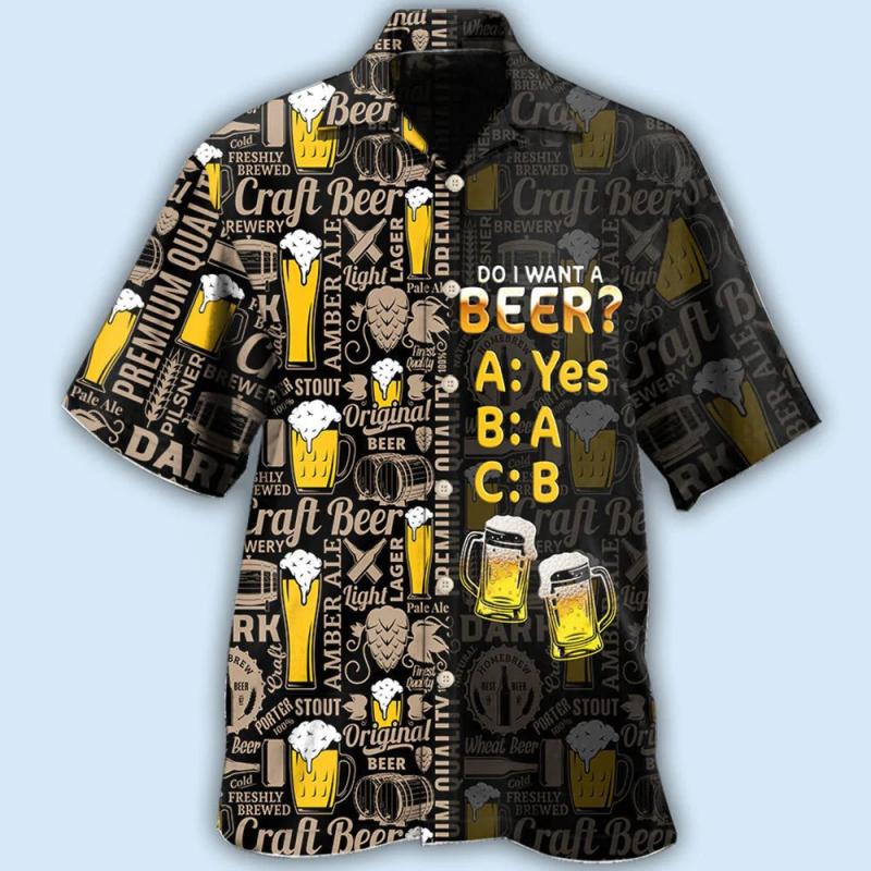 Funny Beer Hawaiian Shirt Short Sleeve Do I Want A Beer Hawaii Aloha Shirt Men Women, Trendy Hawaiian Shirt for Men and Women, All over Print Hawaiian Perfect for Beach, Vacation, or Casual Summer Outfit