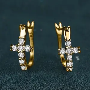 Cross Earrings Classic Style Zirconia Earrings Fashion Glamorous Women's Earrings Simple Versatile Jewelry