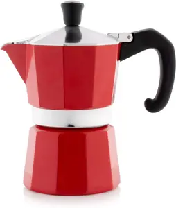 Stovetop Espresso Maker Moka Pot (Red, 3 Cup)