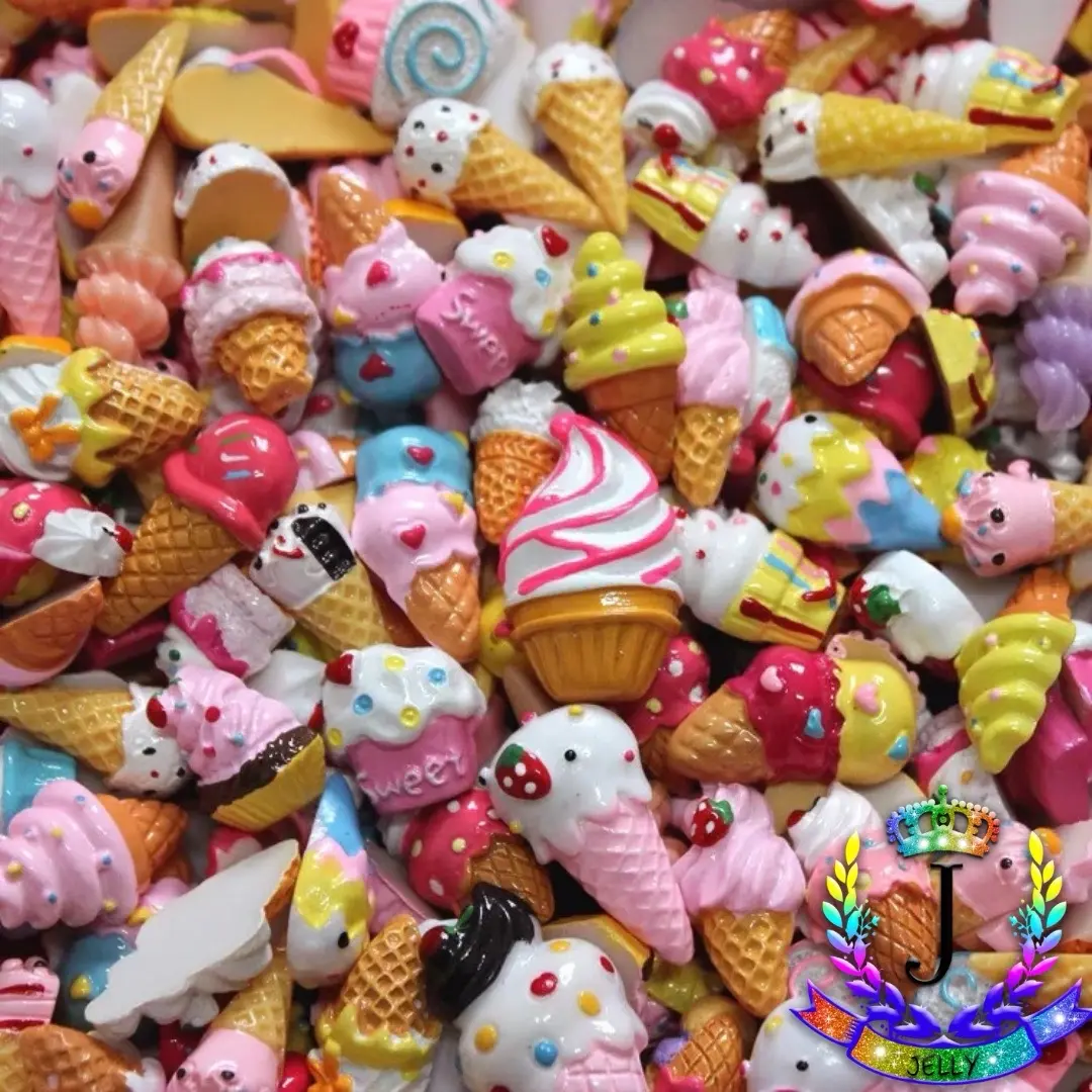 Kawaii ice cream assortment random charms 20 pcs 3D nail art Mini Cabochons