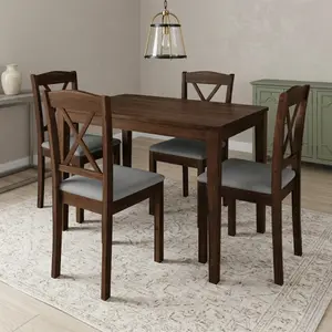 Favorer Lamar 5-Piece Dining Set, Rectangular Dining Table with X-Back Cushioned Chairs, Modern Design