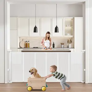 fathersdaygift  VEVOR Retractable Baby Gate, 34 inch Tall, Extends up to 71 inch Wide, Retractable Gate for Kids or Pets, Mesh Material, Easy to Install for Indoor Stairs, Doorways, Hallways, Playrooms, White