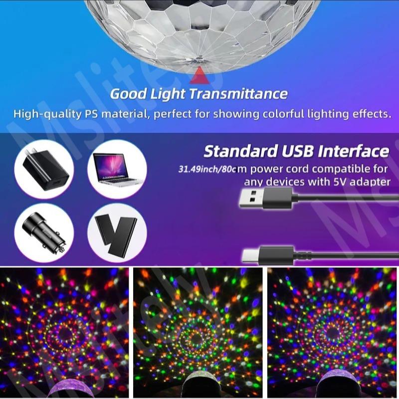 USB Low Voltage Power Cord Powered 6LED Disco Ball Lights with Sound Activation DJ Party Lights for Parties, Birthday Parties and Holidays