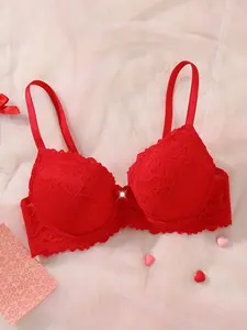 Women's Lace Push-Up Bra, Thin Breathable Design, Medium Support, Daily Comfort Wear, All Seasons