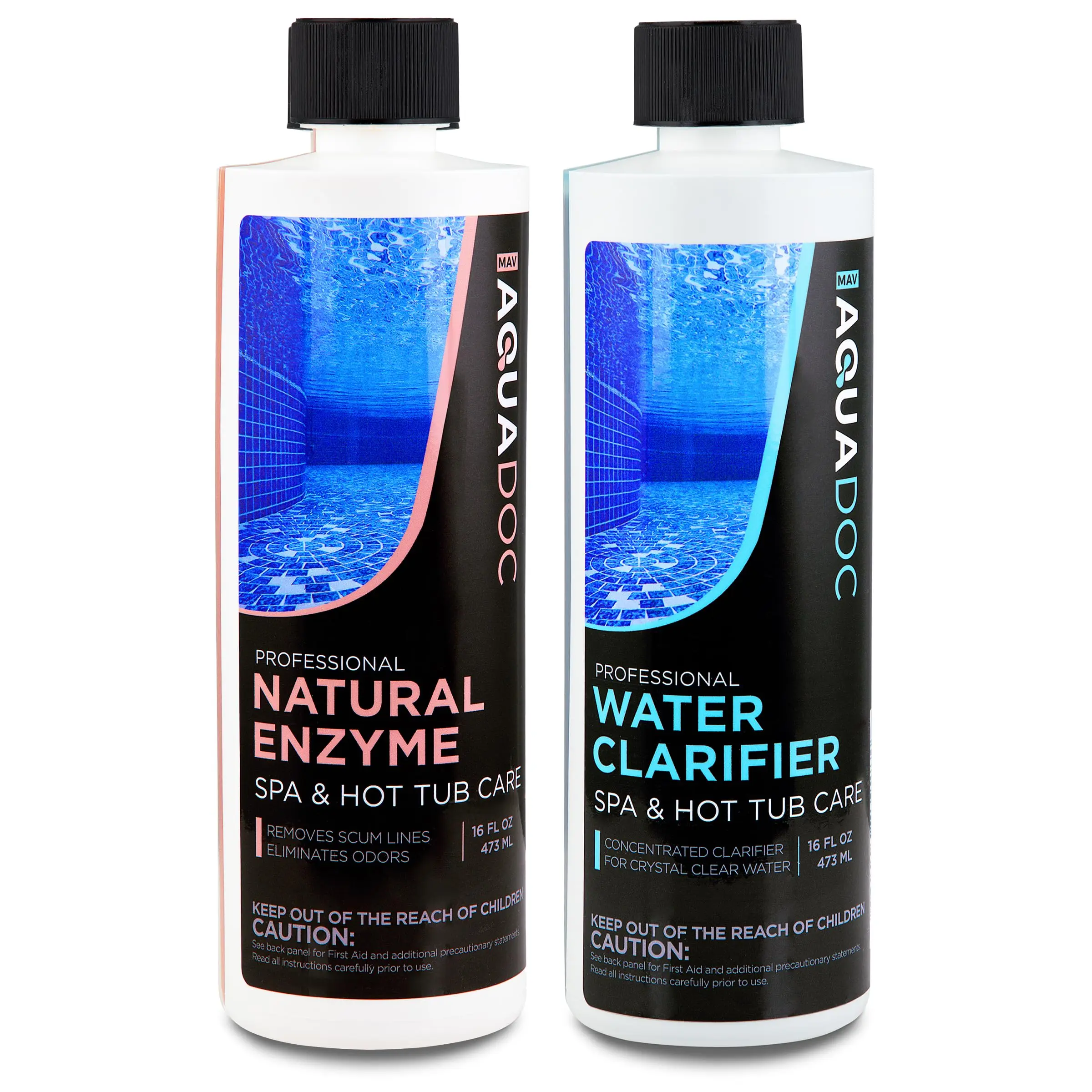 MAV AquaDoc Organics Spa Enzyme Cleaner & Clarifier Bundle - 16oz Spa & Hot Tub Care Cleaning Treatment, Reduces Buildup, Made in USA Home Improvement Supply