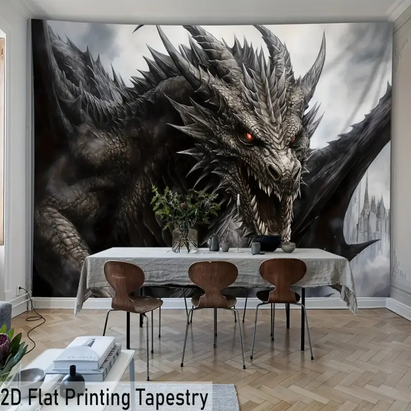 Neon,Nature,Bohemian,Sun,Extra Large Dragon Power Symbol Polyester Tapestry - Peach Beige Custom Decal Wall Hanging with Free Hook, Custom Image Upload, Unique Prints, Hand Wash Safe, Teen Bedroom Accessory, Home Decor Gift, Custom Decal Tapestries