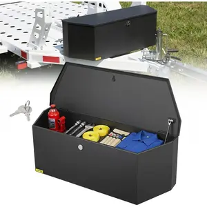 VEVOR Trailer Tongue Box, Heavy Duty Trailer Tongue Tool Box Storage Organizer with Lock Keys, Utility Tool Chest for Pickup Truck Bed, RV, SUV, Off - Road Vehicle, Aluminum, 33x 19x 18, SilverVEVOR Super Brand Day