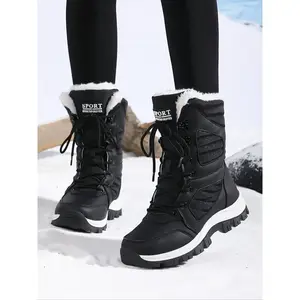Women's High-Top Outdoor Snow Boots, Lace-Up Comfort Hiking Shoes, Anti-Slip Windproof Warm Walking Boots, Daily Wear Christmas Gift