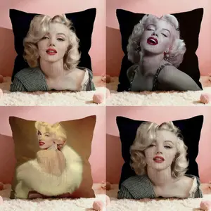 Actor Model Singer Marilyn Monroe Cushion Cover Kids Friendly Throw Pillow Cover Soft Short Plush Anti-Mite Pillow Case Invisible Zipper & Machine Washable Decor for Home Sofa Bedroom Kids Room