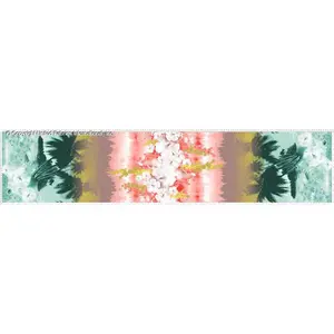 Chiffon Printed Tropical Paradise Woven Fabric by the Yard Palm Leaf Print Sheer Fabric Hibiscus Pattern Floral Fabric Dress Fabric Sewing Fabric