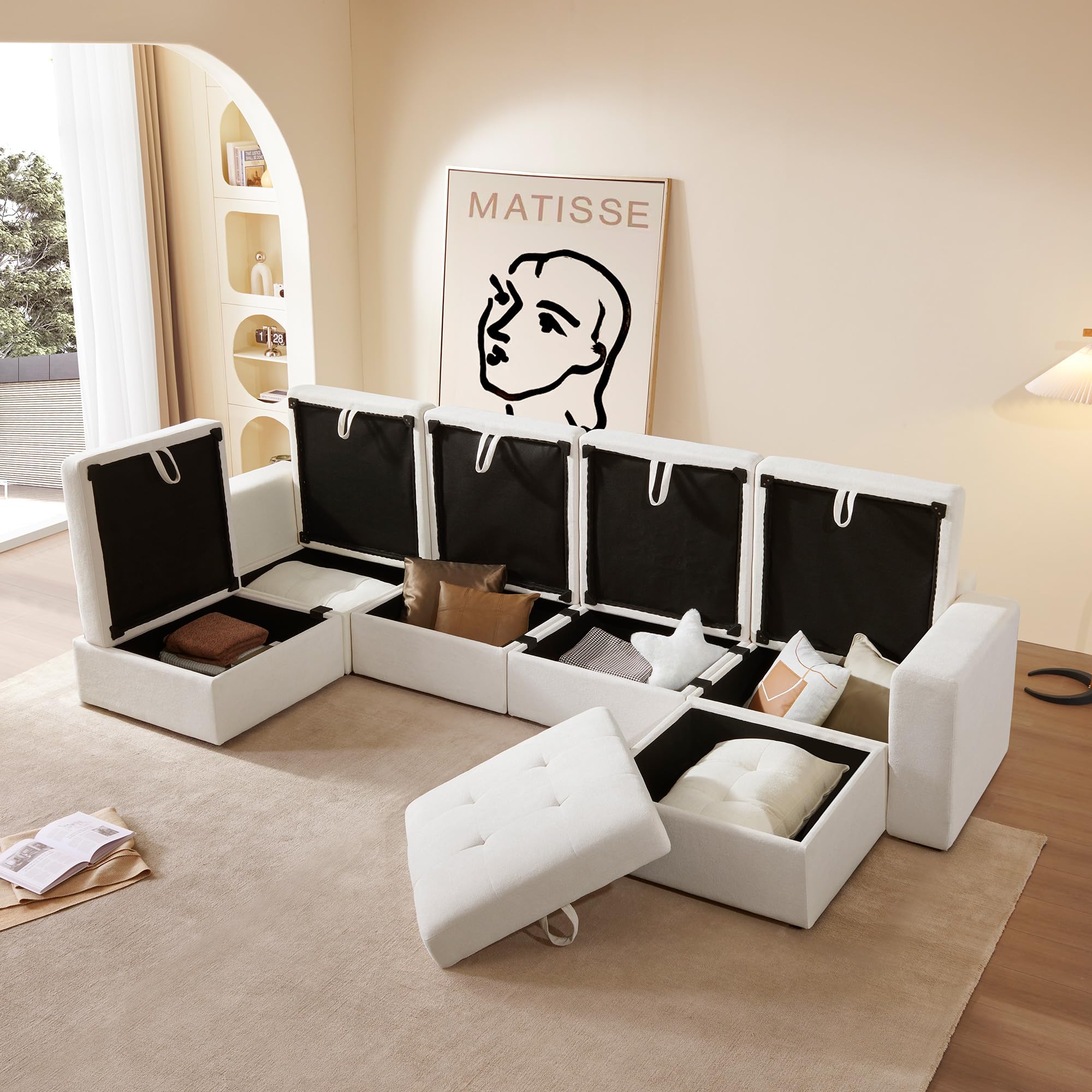 Giratree Oversize Modular Sectional Couch, Convertible U Shaped Sofa with Storage, 9 Seater Sofa Modular with Ottomans and Reversible Chaise for Living Room, Office