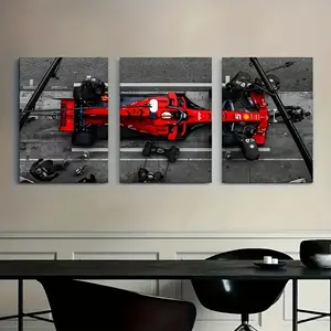 3pcs Art Deco Style Formula Racing Car Canvas Wall Art, Artistic Frameless Modern Racing Print, Indoor Portrait Orientation, Home, Bedroom, Living Room, Office Decor, Modern Home Decoration
