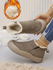 Women's autumn and winter fashion plush casual shoes; thick-soled high-water platform waterproof shoes; outdoor sports shoes; lightweight comfortable soft sole anti-skid wear-resistant commuting shoes; warm shoes; Boot