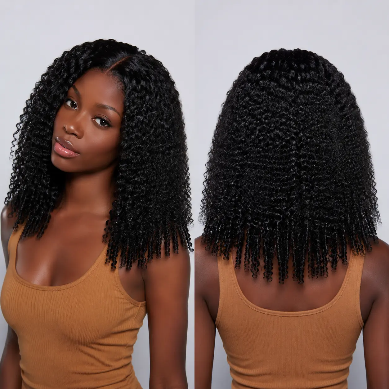 Women's 3-in-1 Seamless Flip-Over Half Wig, 250% Density Burmese Curly Human Hair, Glueless Beginners-Friendly Natural-Looking Female Human Wigs Glueless, Glueless Wigs
