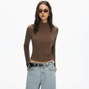JCCC Tall Women's Stand Collar Zip-Up Yoga Cardigan, Slim Fit Soft Stretch Original Design, Full Zip Long Sleeve Outerwear for Spring & Fall 2026, Casual Fashion Top, Ladies Clothes for Daily Wear, Versatile Yoga Workout Jacket