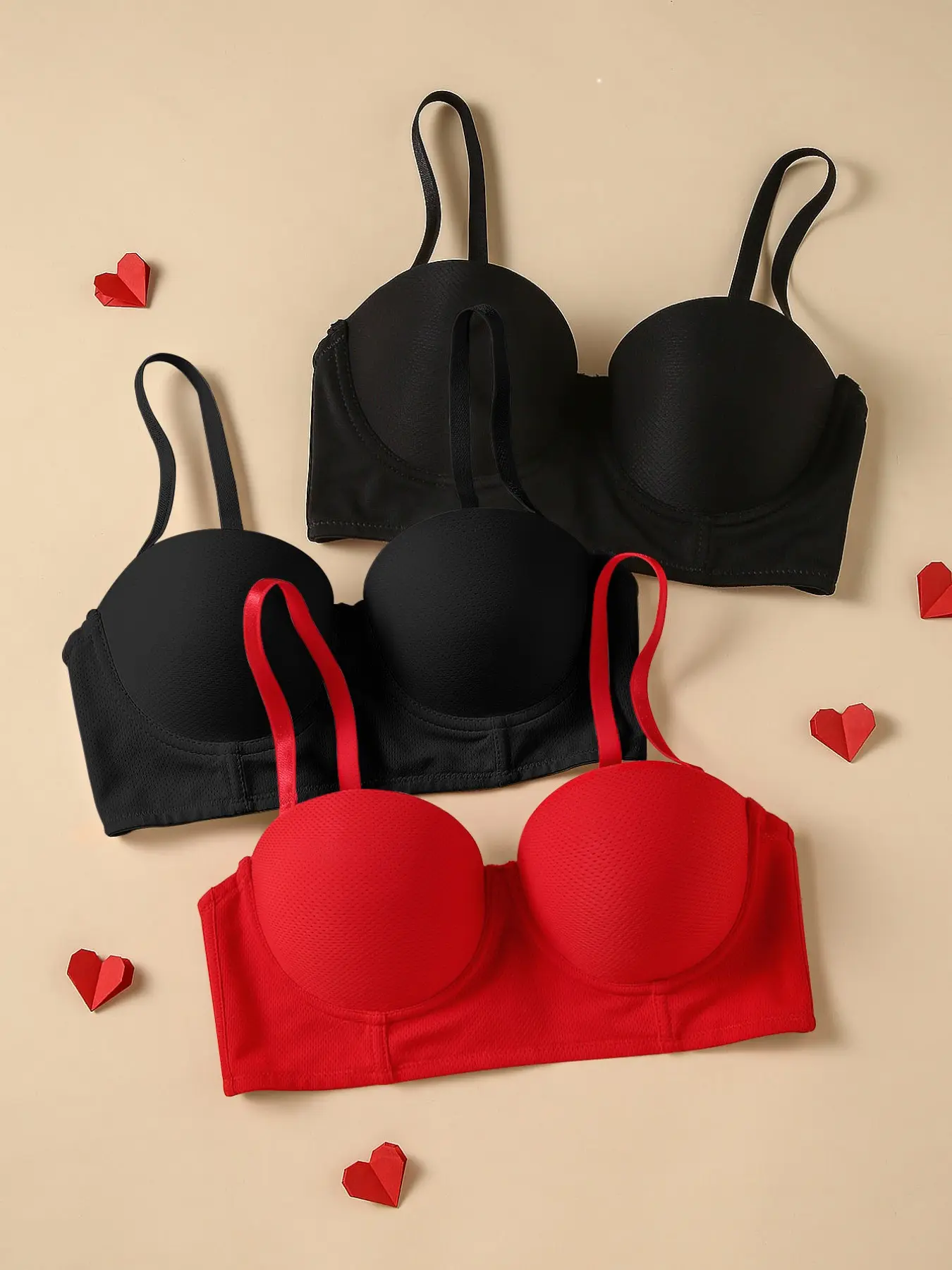 3PCS Women's Seamless Push-Up Bra Lingerie Underwear, Breathable Seamless Bras, Underwire Medium Support Lift Anti‑sagging Balconette, Adjustable Removable Straps, Breathable Comfort, Perfect for Everyday Wear