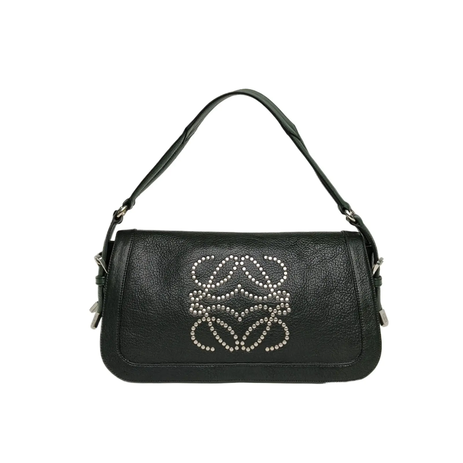 Pre-owned Loewe leather Tote Bags Dark Green Sliver Hardware Vintage Studded P206538082