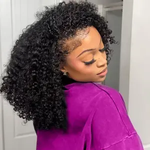 Curly Half Wig Human Hair 3 In 1 Drawstring Seamless Flip Over Half Human Hair Wigs 280 Density Wear and Go Glueless Curly Wigs for Women Up Half Down Curly Wig Beginner Friendly 20 Inch