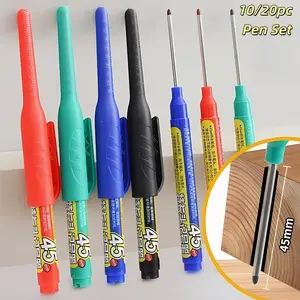 10/20pcs Permanent Waterproof Deep Hole Marker Pens, 45mm Long Tip, Large Capacity Oil-Based Ink, Ideal for Metal Processing, Home Repair