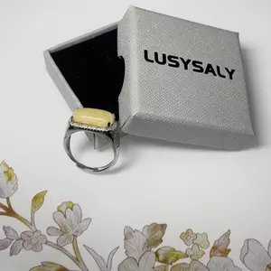 Honey Amber Adjustable Saddle Ring for Women | Handmade with 925 Sterling Silver and Cubic Zirconia | Natural Amber Statement Jewelry | Stackable Band | Elegant Vintage Inspired Design | Gift Box Included