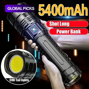 Rechargeable High-Power LED Flashlight, 5 Modes Zoomable Tactical Lantern, Flashlight with Long-Range Beam and COB Light, Portable Outdoor Flashlight for Camping Hiking, High Lumens Flashlight, High Performance Flashlight #GLOBAL PICKS