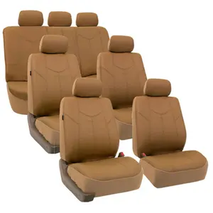 Rome PU Leather 3 Row 7 Seater - Tan Seat Covers