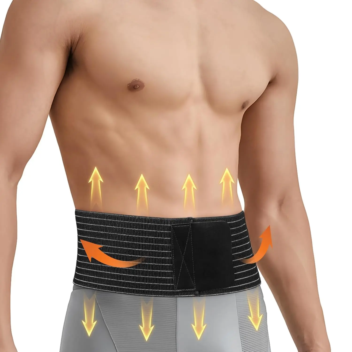 Adjustable Hernia Belt for Men & Women, Breathable Abdominal Binder Brace with Compression Pad & Anti-Roll Stays for Post-Surgery, Daily Wear & Gym Workouts